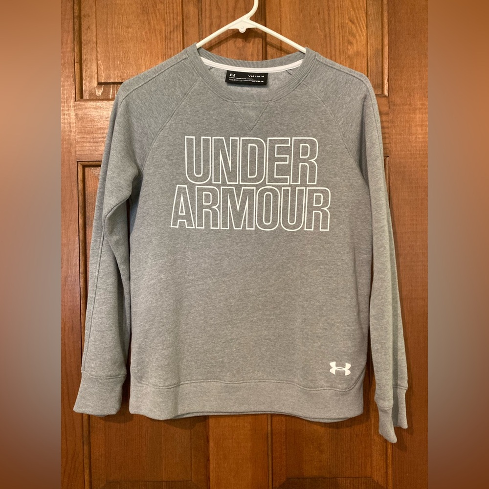 Under Armour Gray LARGE YOUTH Long Sleeve Crew Neck Sweatshirt